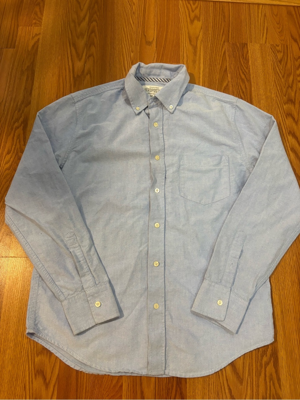 Aeropostale Men's Pale Blue Button-Down Shirt